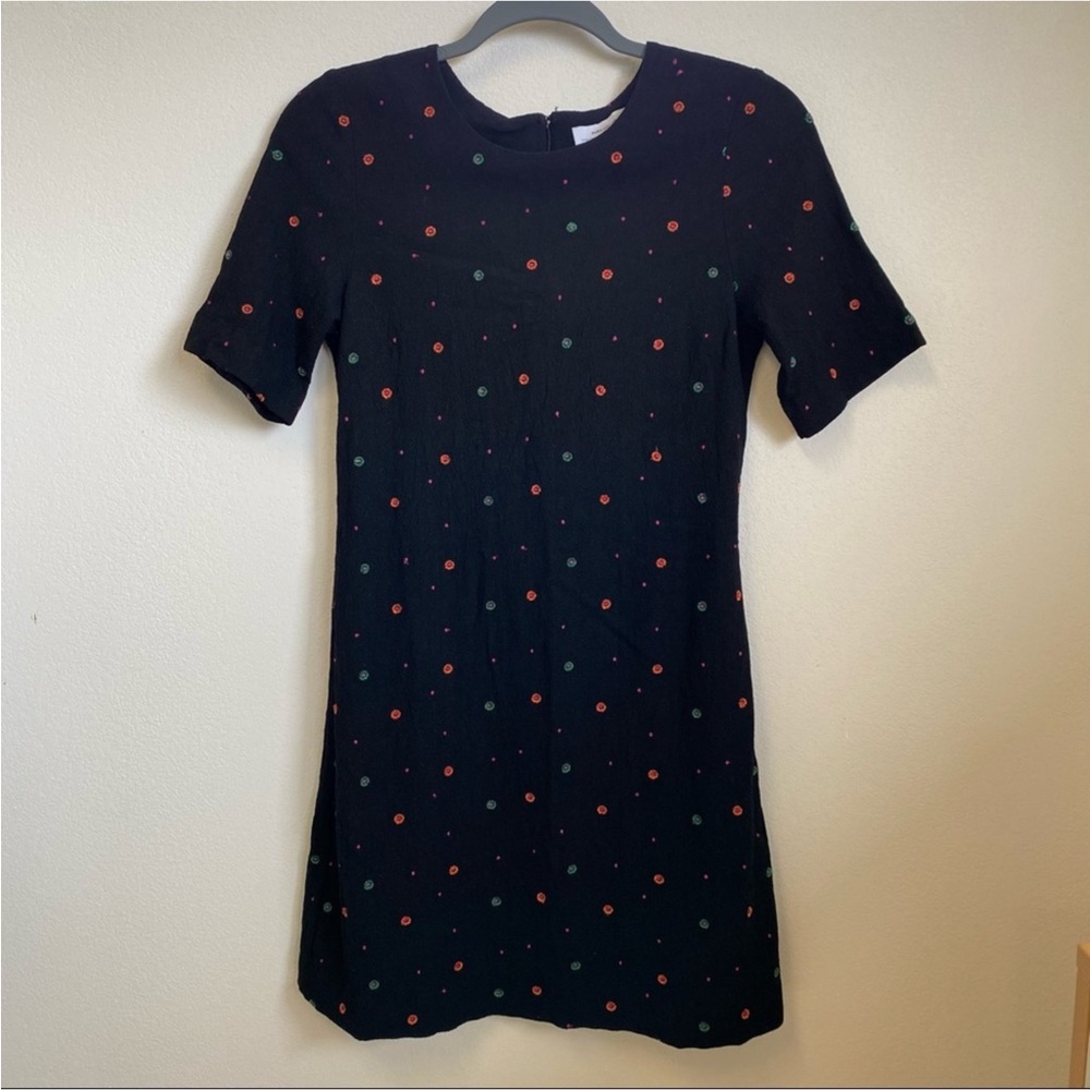 & Other Stories fitted mini black dress with pattern